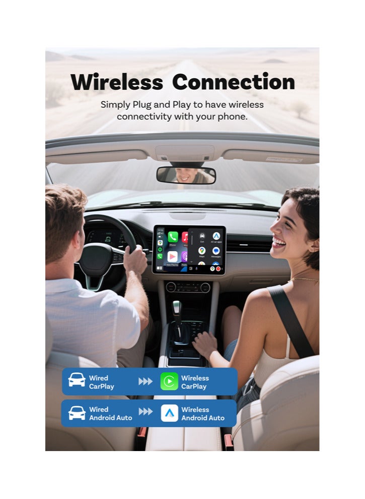 SYXUMLKLS 2-in-1 Wireless CarPlay & Android Auto Adapter, Plug & Play CarPlay Dongle Converts Wired to Wireless,No Delay, Compact Design for iPhone & Android with USB/USB-C Port - Image 3